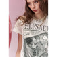 Trendy Cotton T-Shirt with Poster Print, Cool Graphic Tee for Women, Streetwear Casual Tops for Daily Outfit