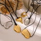 Minimalism Glossy Shine Stainless Steel Irregular Geometric Metal Wax Rope Necklace For Women Waterproof Jewelry