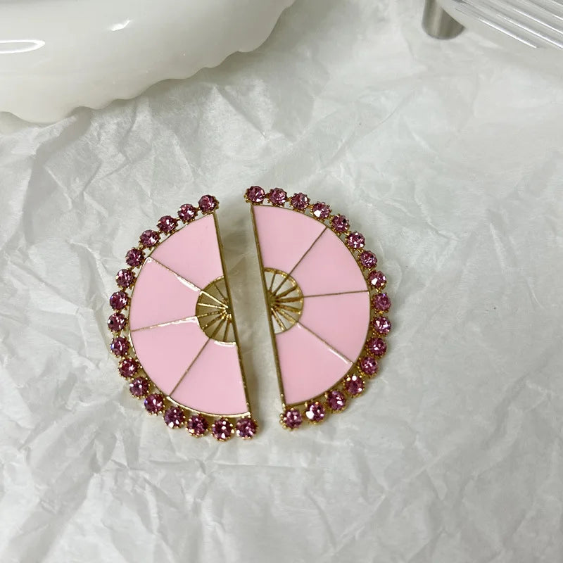 Gorgeous Shiny Rhinestone Gems Geometric Dangle Earrings for Women Jewelry Fashion Brand Ladys' Statement Earrings Accessories