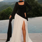Long Sleeve Split Dresses for Woman Clothing 2025 Autumn Elegant Long Party Dresses with Scarf