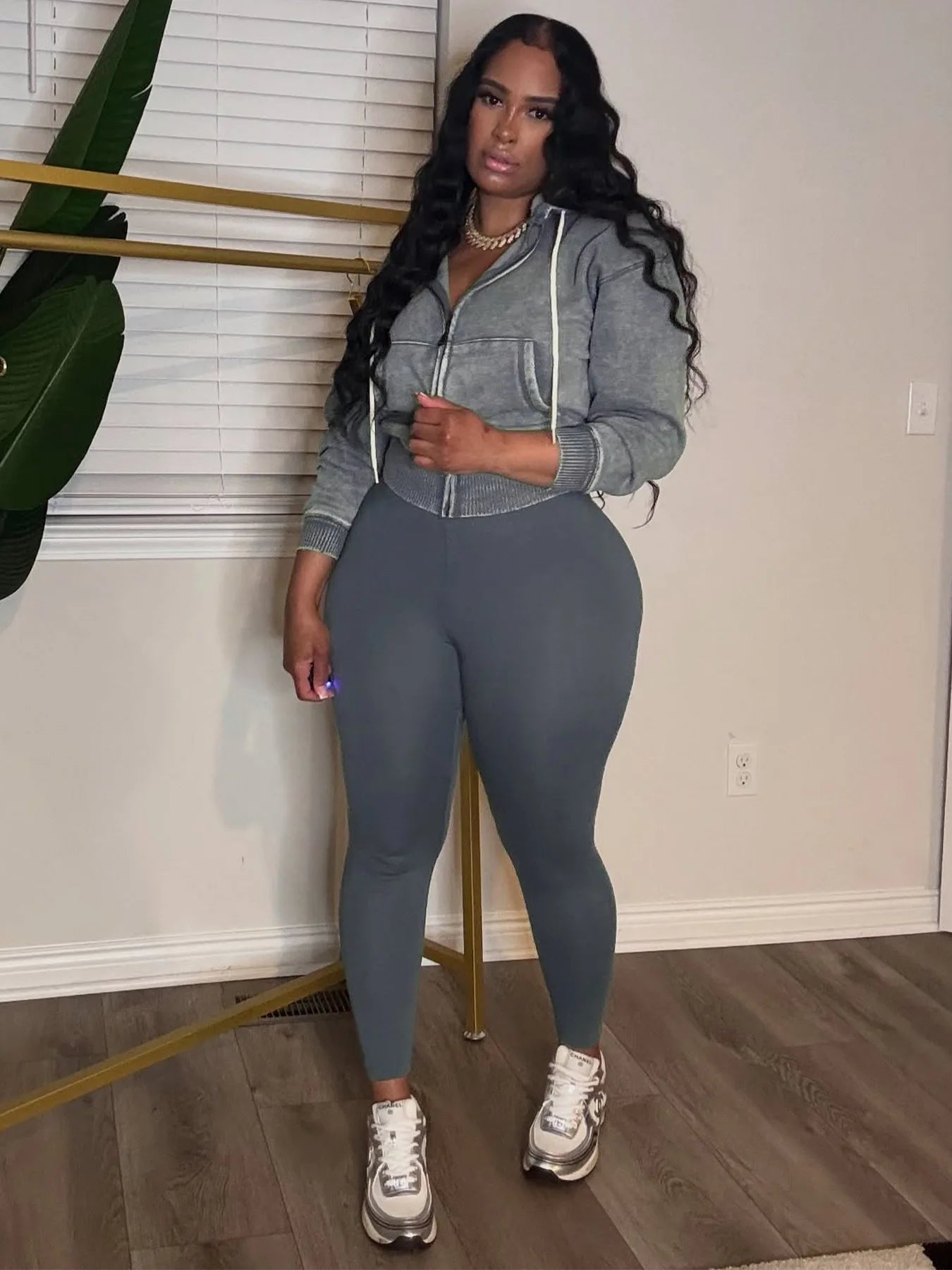 Autumn Trend 2Piece Set Woman Drawstring Simple Washed Style Hooded Jacket+Solid Yoga Pants Daily Casual Sporty Tracksuit