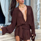 Split Full Sleeve Single-Breasted Dress Women Deep v-Neck Bandage Irregular Hem Autumn Fashion Sexy Classic Mini Bodycon