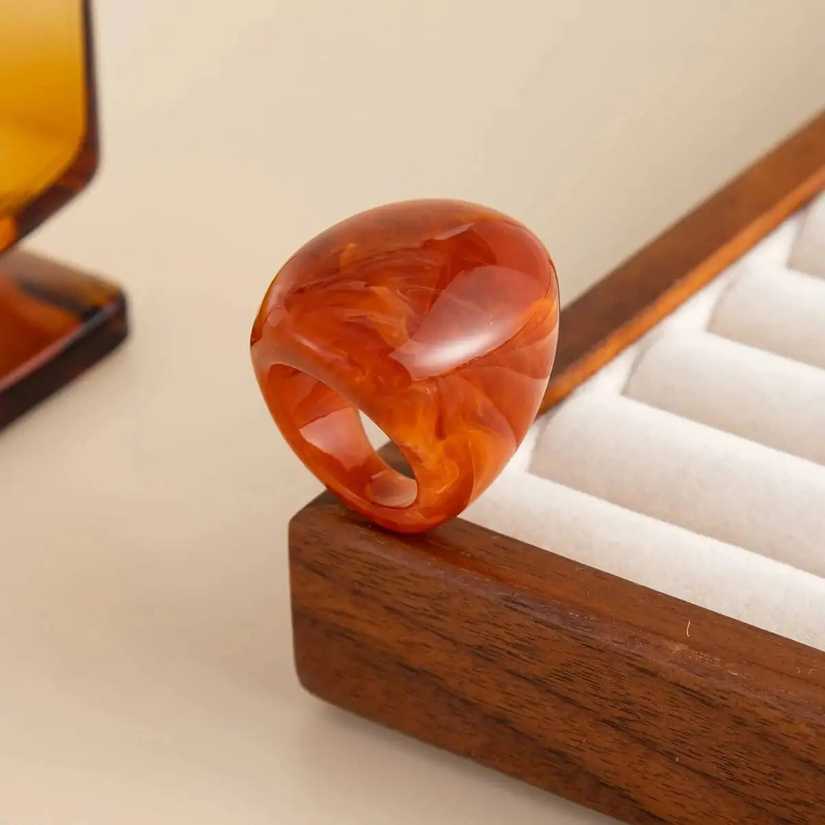 Women's Y2K Boho Multicolored Resin Big Finger Ring Trendy Irregular Knuckle Aesthetic Party Jewelry