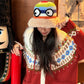 Cute Rainbow Striped Crochet Eye Plush Brim Hat For Women