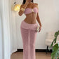 Two Piece Set See Through Lace Long Skirt Tube Top Beach Vacation Outfits Sexy Summer Clothes for Woman