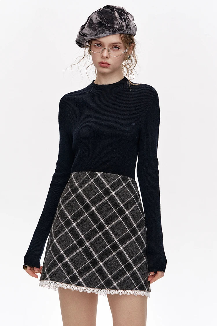 2024 Winter New Arrivals 100% wool half turtleneck solid color long sleeves sweater for women