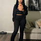 Casuals 2 Piece Set Women Chic Sporty Hooded Zipper Crop Jacket+Simple Tank Top+Flare Pants Autumn Trend Street Suits