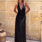 Women Halter Sexy Maxi Dress Deep V Neck Ruched Bust Bodycon Long Dress Elegant Evening Cocktail Party Formal Dresses