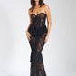 See Through Lace Corset Top Mermaid Dress Women Elegant Sexy Evening Party Long Maxi Dresses Red Black