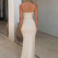 Spaghetti Strap Backless Maxi Dresses Champagne Elegant Sexy Beach Wedding Dresses Guest