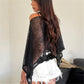 Summer Women's Sheer Mesh Cropped Poncho Top Asymmetric Hem Loose Off Shoulder See-Through Cover-Up Beachwear