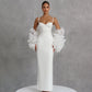 Satin White Luxury Dresses for Woman Elegant Party Spaghetti Strap Backless Split Long Dress Evening Gown