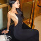 Sexy Cross Backless Dress Women Trend Metal Cube Sleeveless Low-Neck Coquette Midnight Party Club Stretch Vestidos