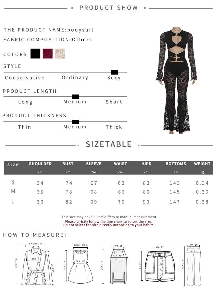 See Through Jumpsuits Woman Metal Rings Patchwork Hollow Design Sexy Full Sleeve Midnight Club Party Wild Style Overalls