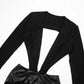Sexy Black Long Sleeve Maxi Dresses Club Outfits for Woman Clothes Deep V Neck Hollow Backless Dress