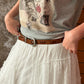Simple Versatile Semi-Circle Metal Buckle Belt Retro Vintage for Women