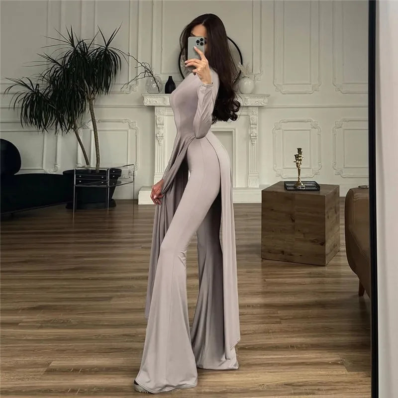 Elegant 2 Pieces Set Long Sleeve Top Bell Bottom Pants Co Ord Sets for Woman Clothing Fall Going Out Outfits