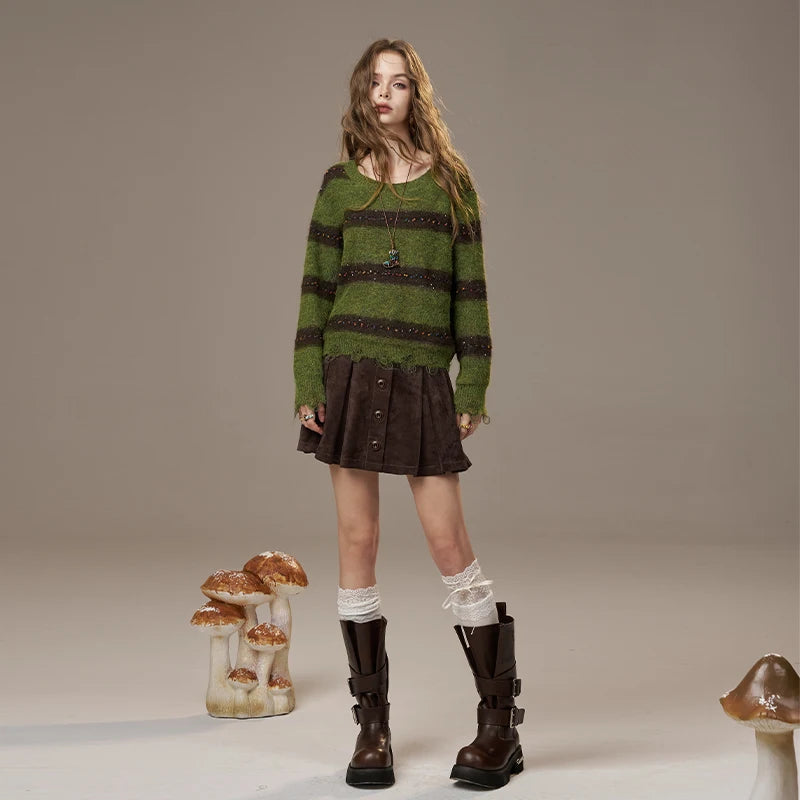 Cute Casual Knit Color Accent V Neck Loose Cardigan Sweater for Women