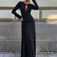 Women Maxi Dress Long Sleeve Twisted Neck Cutout Lace Detail Waist Ruched Sash Bodycon Formal Evening Party Long Dress