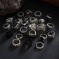 24Pcs/Set Creative Skull Head Poker Bat Rings for Men 2025 Trend Goth Geometric Ancient Silver Color Rings Male Jewelry