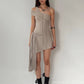 Hollow Tassel Dress Women Slanted Shoulder Folds Bandgae Irregular Hem Sexy Music Festival Sexy Midnight Mini Bodycon