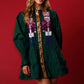 Womens Christmas Sequin Nutcracker Dress Long Sleeve Tiered Glitter Nutcracker Print Holiday Mini Shirt Dresses