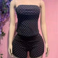 Chic Polka Dot Print 2 Piece Set Women Fashion Halter Tank Top+Patchwork Bike Short Sexy Trend Party Club Streetwear