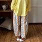 Women Vertical Striped Balloon Pants Elastic High Waist Double Button Loose Baggy Wide Leg Casual Trousers With Pockets