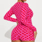 Women Sexy Bodycon Deep V Neck Trapdoor Fashion Heart Printed Long Sleeve Butt Flap Romper Valentines Pajama Playsuit