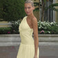 One Shoulder Pleated Long Dresses Asymmetrical Elegant Summer Dress Woman 2025 Resort Wear