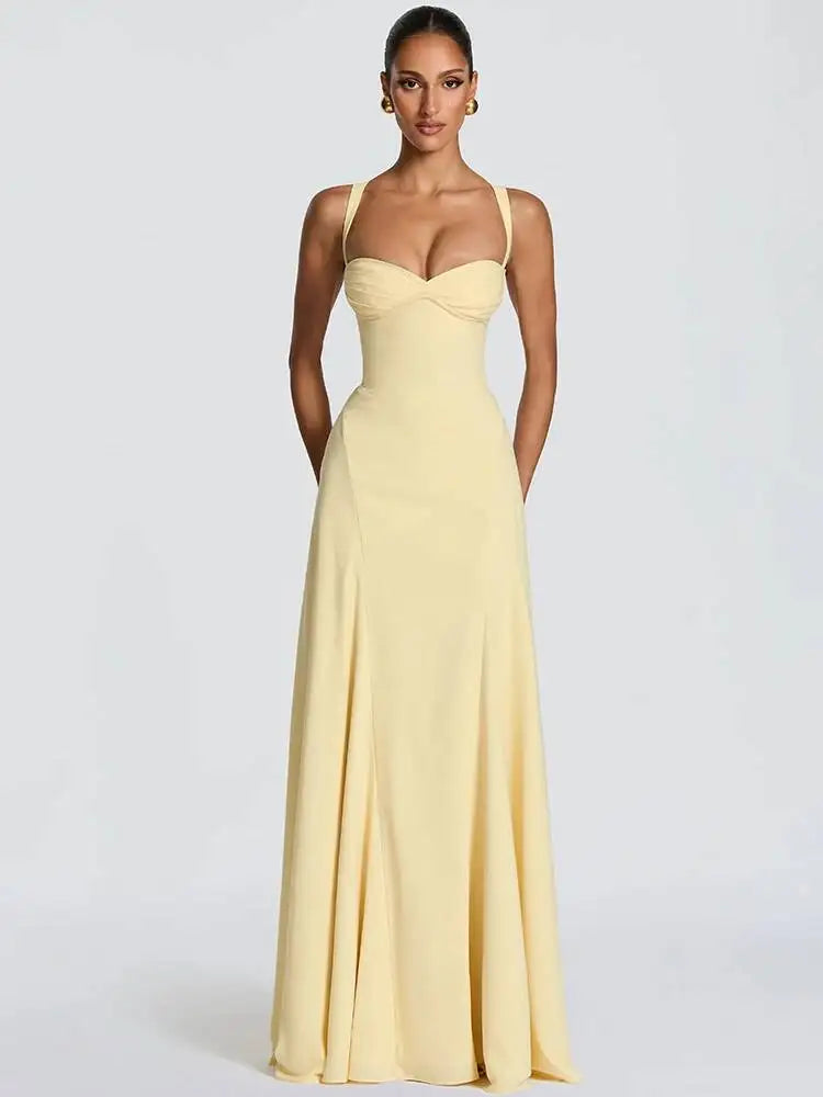 Off-shoulder Backless Sexy Maxi Dress Women Elegant Spaghetti Strap Sleeveless Bodycon Club Party Evening Dress Fashion