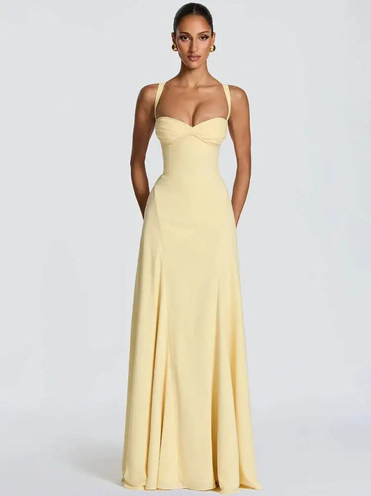 Off-shoulder Backless Sexy Maxi Dress Women Elegant Spaghetti Strap Sleeveless Bodycon Club Party Evening Dress Fashion