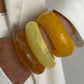 Y2K Boho Yellow Resin Acrylic Bangles for Women New Trend Vintage Geometric Irregular Bracelets Daily Party Jewelry