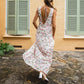 Women Y2k V Neck Maxi Dress Vintage Floral Print Sleeveless Backless Long Dress Bohemian Beach Midi Dress Streetwear