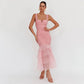 Woman Sleeveless Backless Tiered Long Dresses Summer Elegance Sexy Solid Evening Party Dresses Luxury