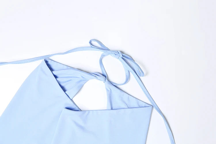 Fashion Sexy Backless Maxi Dress Women Halter Ruched Hollow Sleeveless Robe Vacation Beach Party Temperament Vestidos