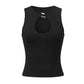 Women Solid Ribbed Sleeveless Tank Top O Neck Metal Ring Cutout Slim Cropped Vest Y2K Streetwear Daily Party Cami