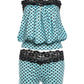Polka Dot Print 2-Piece Set Women Patchwork Lace Hollow Tank Top+Simple Classic Short Elasticity Sexy Hottie Suit
