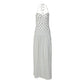 Polka Dot Print Halter Backless Pleated Long Dresses for Woman Summer White Dress Elegant Vacation Outfits