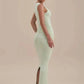 Deep V Neck Sleeveless Sexy Maxi Dress Women Elegant Ruched Bodycon Back Split Club Party Long Dress Female Clubwear