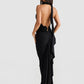 Long Party Dresses for Women Elegant Sexy Floral-applique Halter Backless Maxi Dress Summer Clothes