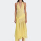 Halter V Neck Sexy Maxi Dress Women Gown Fashion Off-shoulder Sleeveless Backless Draped Ruched Club Long Dress Elegant