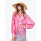 Women's Sweet Oversized Chiffon Shirt, Colorful Buttons Cake Detail Blouse, Casual Versatile Long Sleeve Top