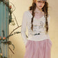 Women's Casual Graphic Long Sleeve Tee with Cat & Letter Print, Loose Fit Cowl Neck Top for Everyday