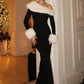Furry Patchwork Christmas Dress Women Winter Elegant Trend Diagonal Collar Split Hem Full Sleeve Party Club Vestidos
