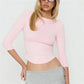 Womens Basic Solid Crop Top Boat Neck Three Quarter Sleeve Slim Fitted Curved Hem Y2K Casual Daily Streetwear Blouse