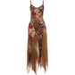 Patchwork Colorful Leopard Print Dress Women Fashion Hottie Irregular Hem Low-Neck Trend Wild Vacation Party Clubwear