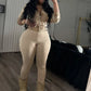 Sporty 2 Piece Set Woman Tracksuit Fall Trend Warm Hooded Zip Jacket+Leggings Matching Street Casual Stretch Outfits