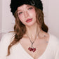 Y2K Design Cherry Pendant Little Devil Heart Necklace For Women