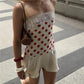 Y2K Polka Dot Sexy Mini Dress Women Summer Lace Satin Spaghetti Strap Sleeveless Backless Slim Fit Beach Club Dress